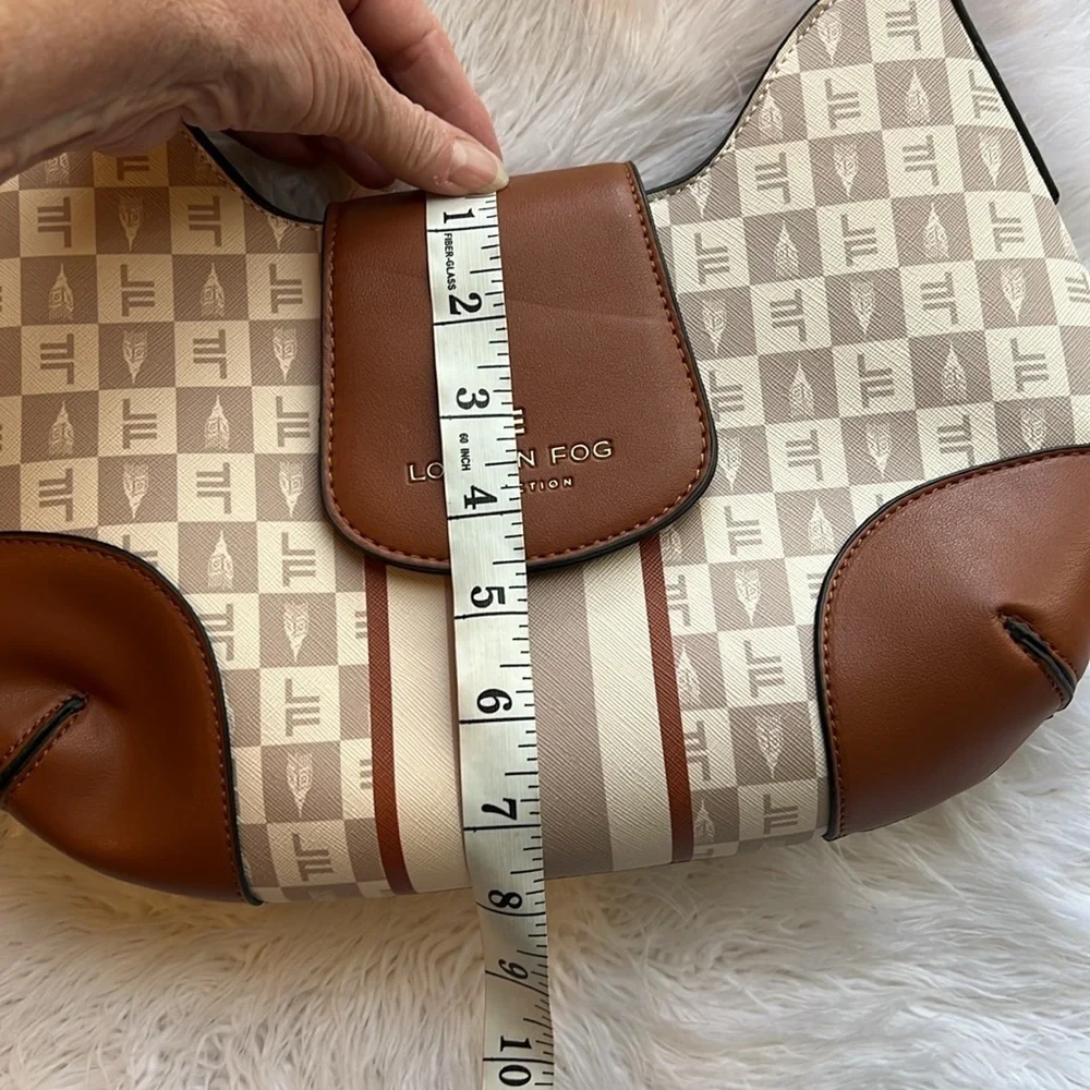 LONDON FOG COLLECTION Polyvinyl Hobo Satchel Cognac Crossbody Shoulder Bag